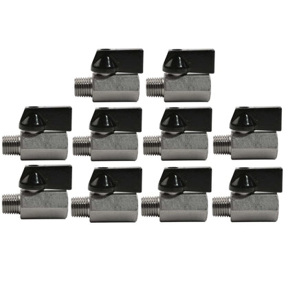 10x 1/4" Male Female NPT Brass Ball Shut Off Valve for Mini