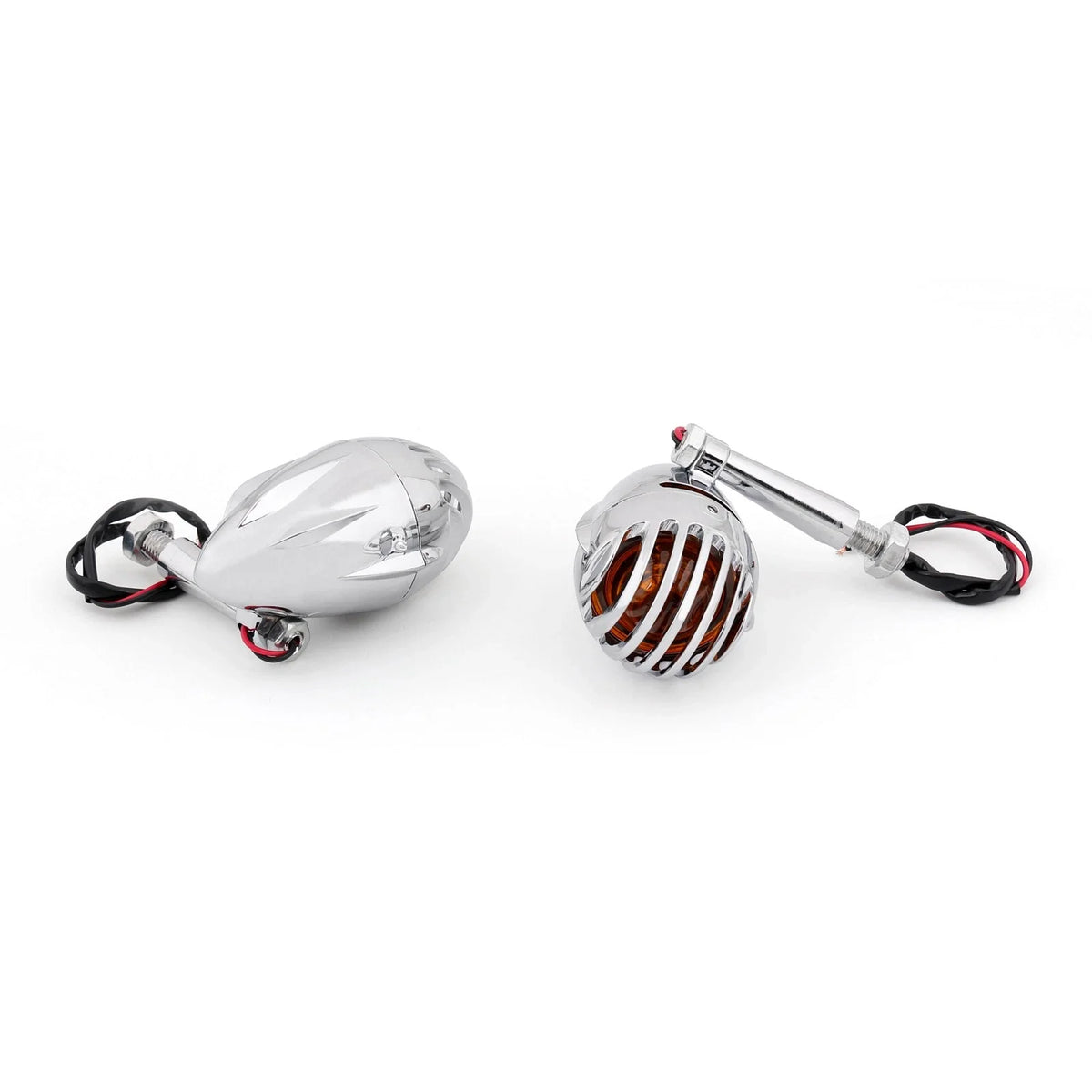 2X Motorcycle Turn Signal Grill Bullet Amber Indicator Lights Lamp Chrome