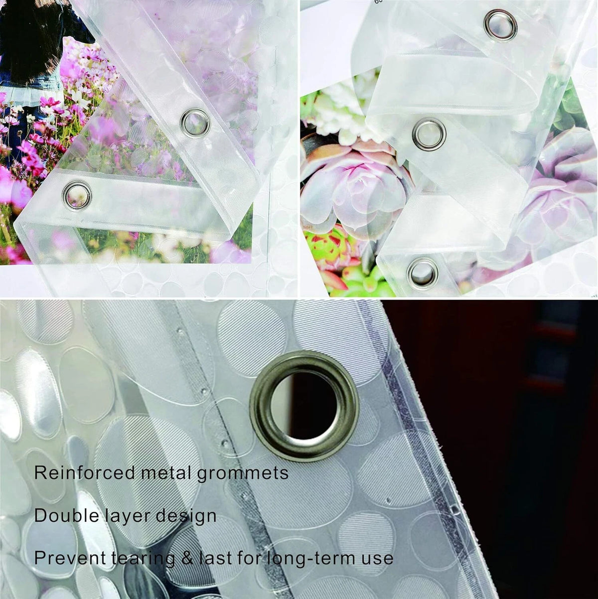 Eva Shower Curtain Liner 72x72 Inch for Stall & Bathtubs with 12 Hooks