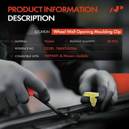 50Pcs Wheel Well Opening Moulding Clip for Nissan Infiniti