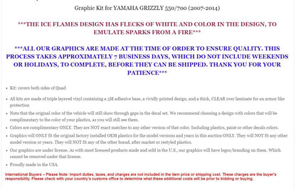 ATV Graphics Decal Sticker Kit for Yamaha Grizzly 550 700 (2007–2014)