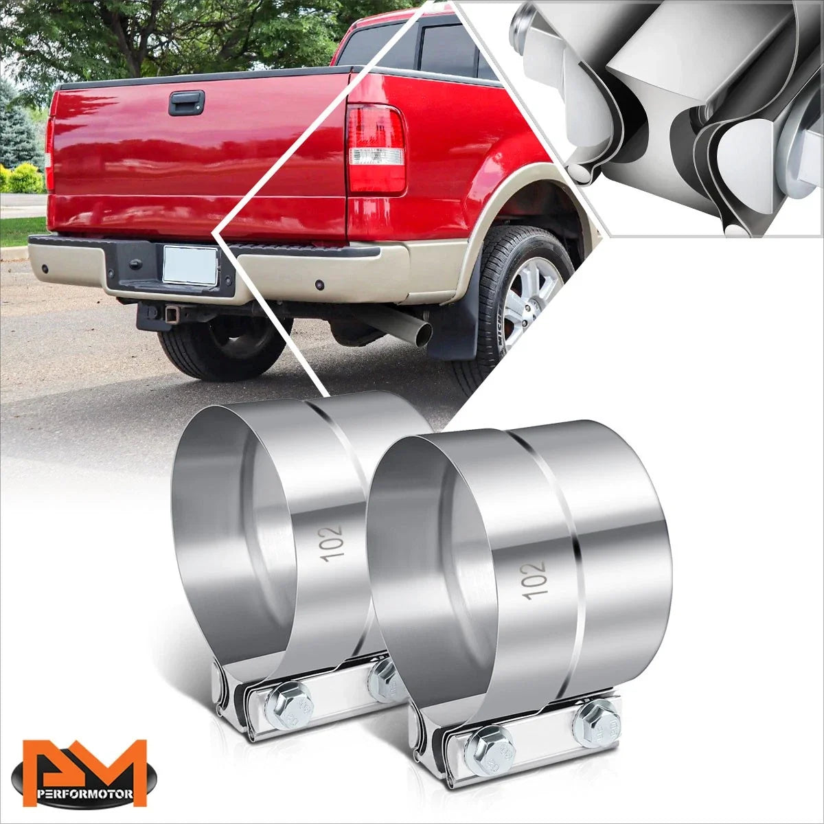 2X 4" Stainless Steel Catback Exhaust Lap Joint Band Seal Clamps for