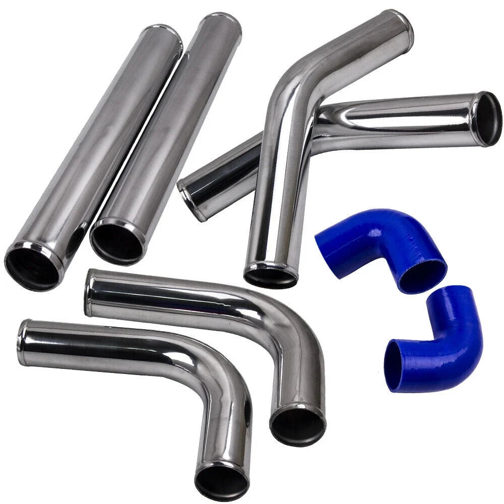2.5" Universal Aluminum Turbo Intercooler Elbow Pipe Kit with Hose & Clamp