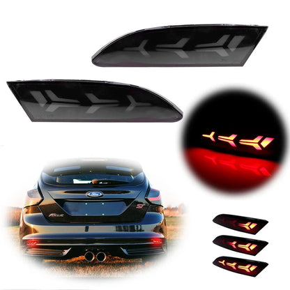Smoked LED Tail Brake Fog Lamp with Sequential Turn Signal for Ford Focus (2012–2014)