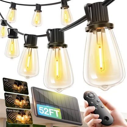 Set of 48FT Solar String Lights with 15 Sockets for Outdoor Use