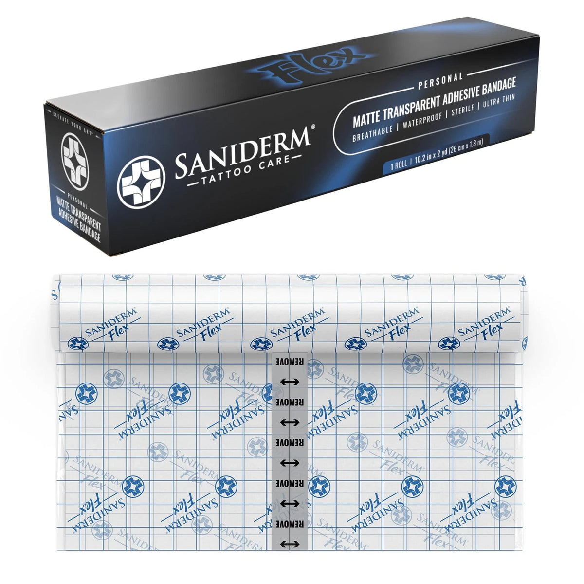 Saniderm Flex Tattoo Aftercare Bandage 10.2 in x 2 yd, Transparent