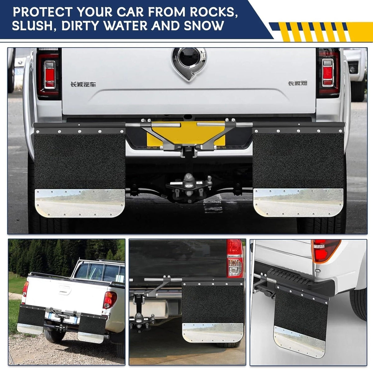 Heavy-Duty Adjustable Mud Flap System for 2" & 2.5" & 3.0" Receiver Hitch (902027+902084)