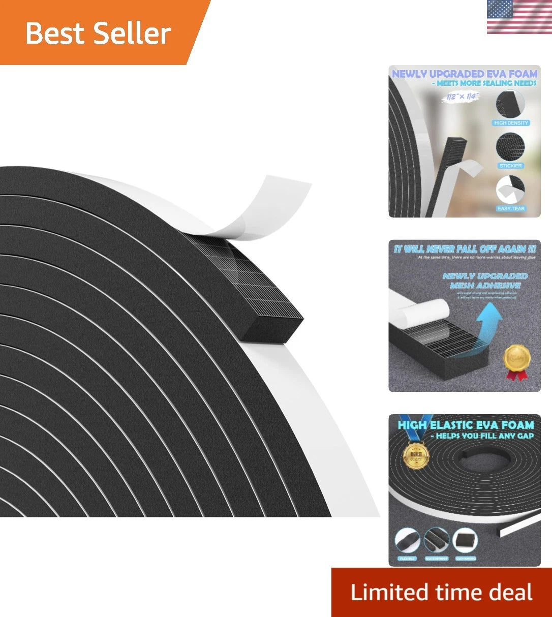 Flexible 33FT EVA Weather Stripping for Door and Window