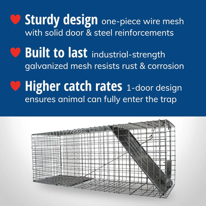 Large 1-Door Live Animal Trap for Raccoons, Cats, Bobcats (1)