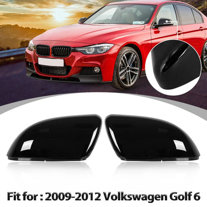 1 Pair Glossy Black Rear View Mirror Cover Caps for Volkswagen Golf 6 (2009–2012)