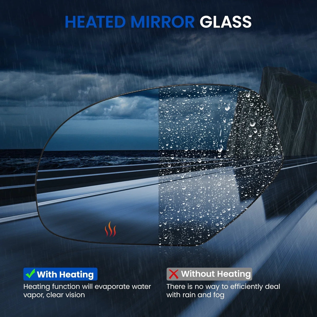 Left Heated Signal Mirror Glass for Chevrolet Tahoe GMC Yukon (2008–2013)