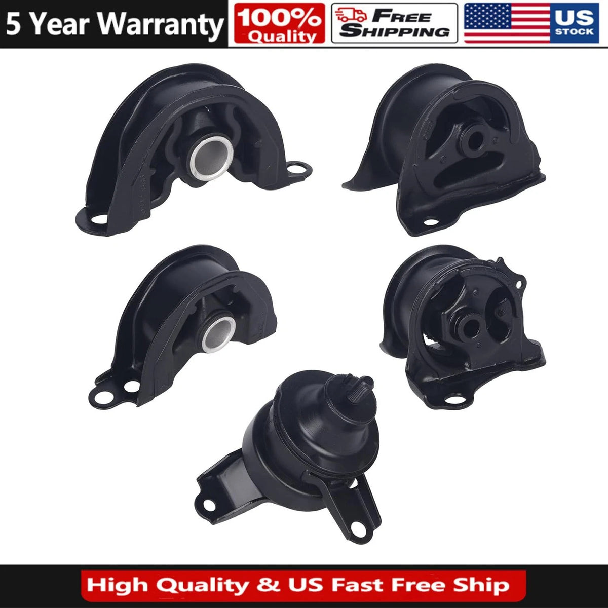 5Pcs Engine Motor & Transmission Mount for Honda CR-V (1997–2001) A6502 A6506 A6520 A6526 A6585
