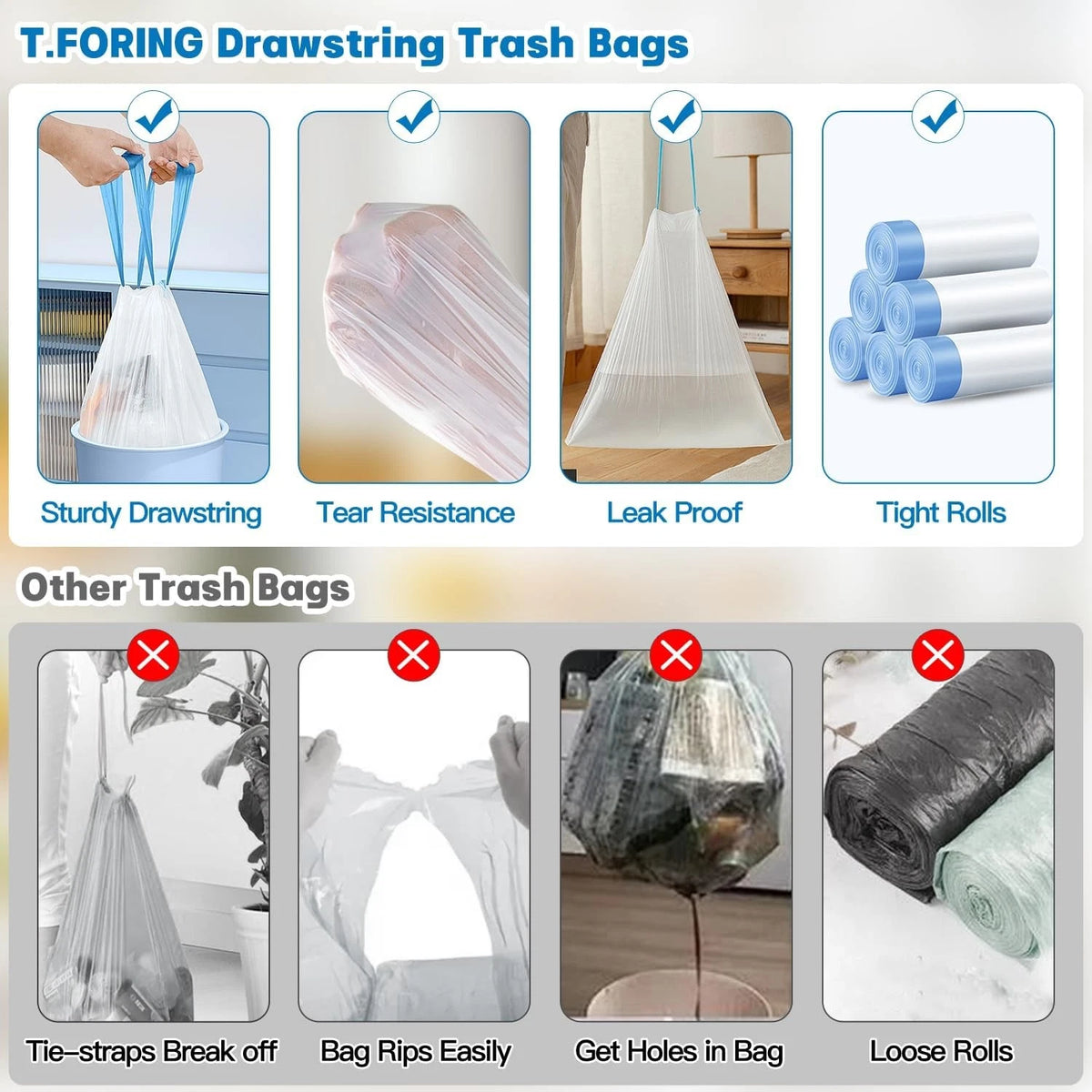 1.2 Gallon Mini Trash Bags Drawstring - 120 Count