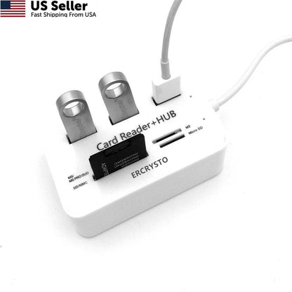 USB Hub Card Reader for Universal Use (3 Ports, 3-inch, 2-inch, 1-inch)