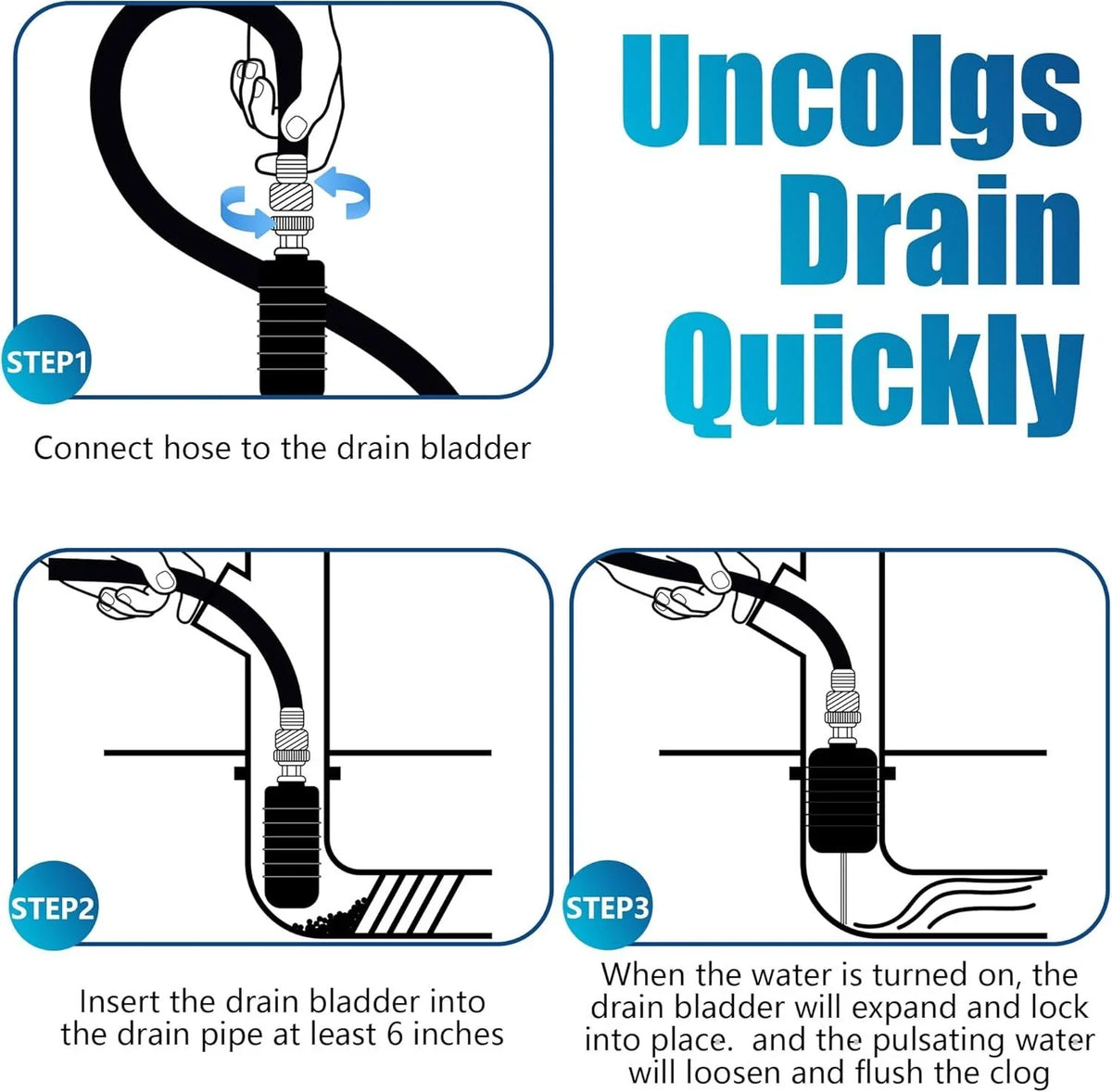 3X Drain Cleaning Bladder for Clogged Sewer Pipes (Utility Plumbing)