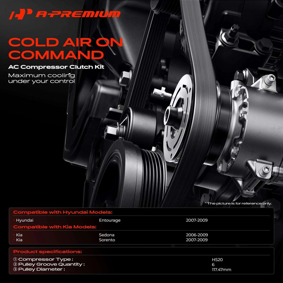A/C Compressor Clutch Kit for Kia Sorento (2007–2009), Sedona (2006–2009)