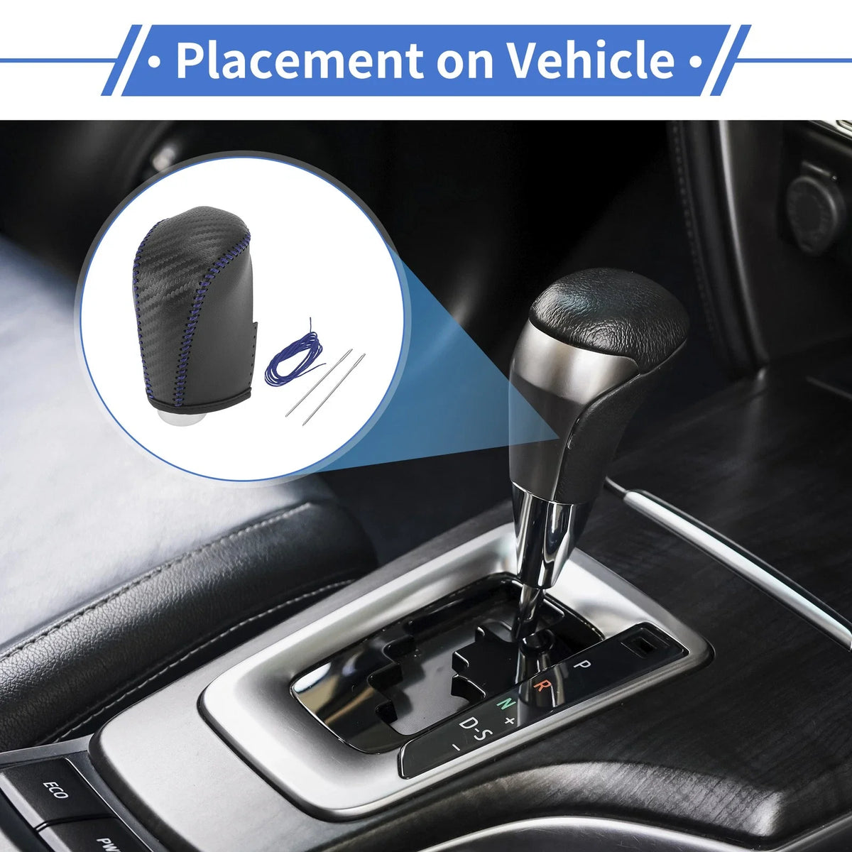1 Pc Gear Shift Knob Cover for Nissan Altima (2019–2024) Black Carbon Fiber Blue
