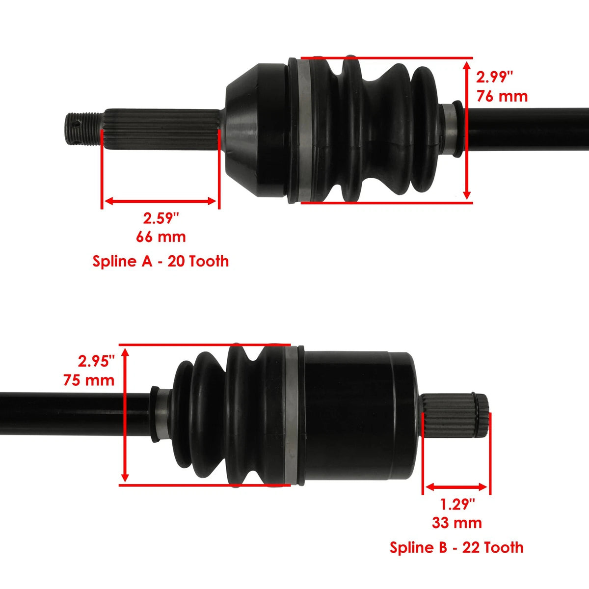 Front Left & Right CV Axle for Polaris Ranger ETX EV Liion (2015–2016) AX238A1004, 1333238