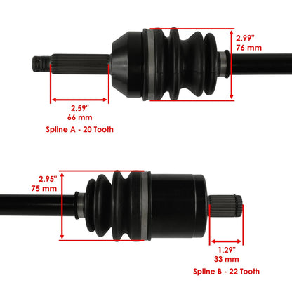 Front Left & Right CV Axle for Polaris Ranger ETX EV Liion (2015–2016) AX238A1004, 1333238
