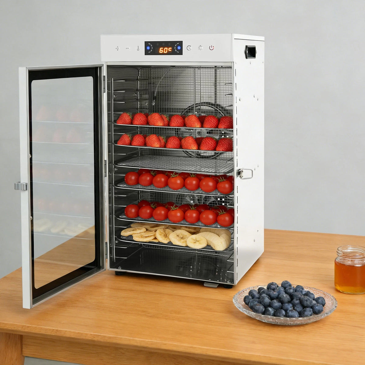 18-Tier Stainless Steel Dehydrator for Commercial Use