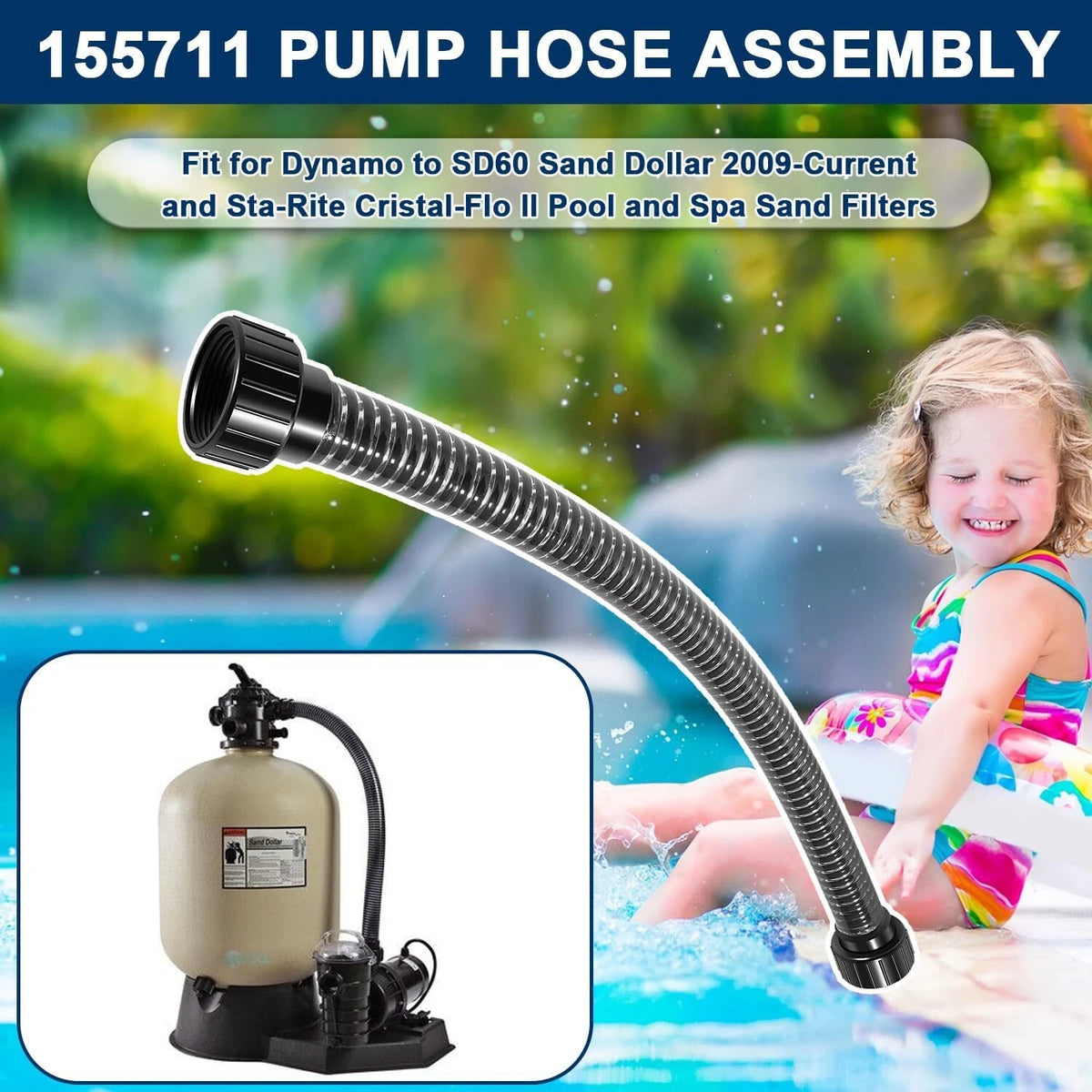 Pump Hose for Pentair Sand Dollar, Sta-Rite Cristal-Flo II (N/A)