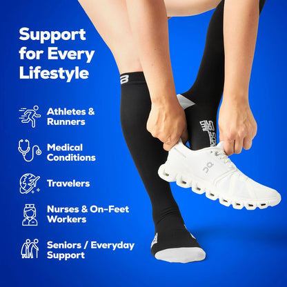 Compression Socks for Men & Women (15-20mmHg) – L/XL, Black/Gray