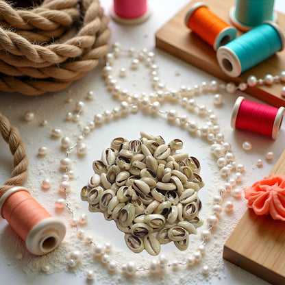 100 Pcs Cowrie Shell Beads for Crafting (0.12 Inches, White, Ivory)