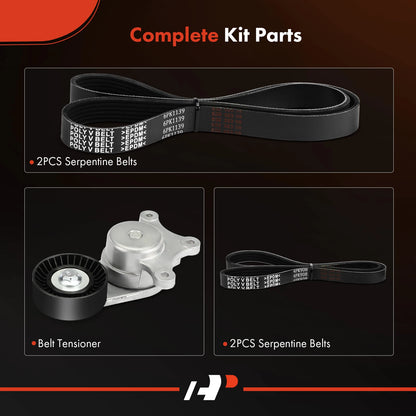 3X Serpentine Belt Drive Component Kit for Ford Taurus (2009–2012) - ACK060448K2, 90K38485A, K060448
