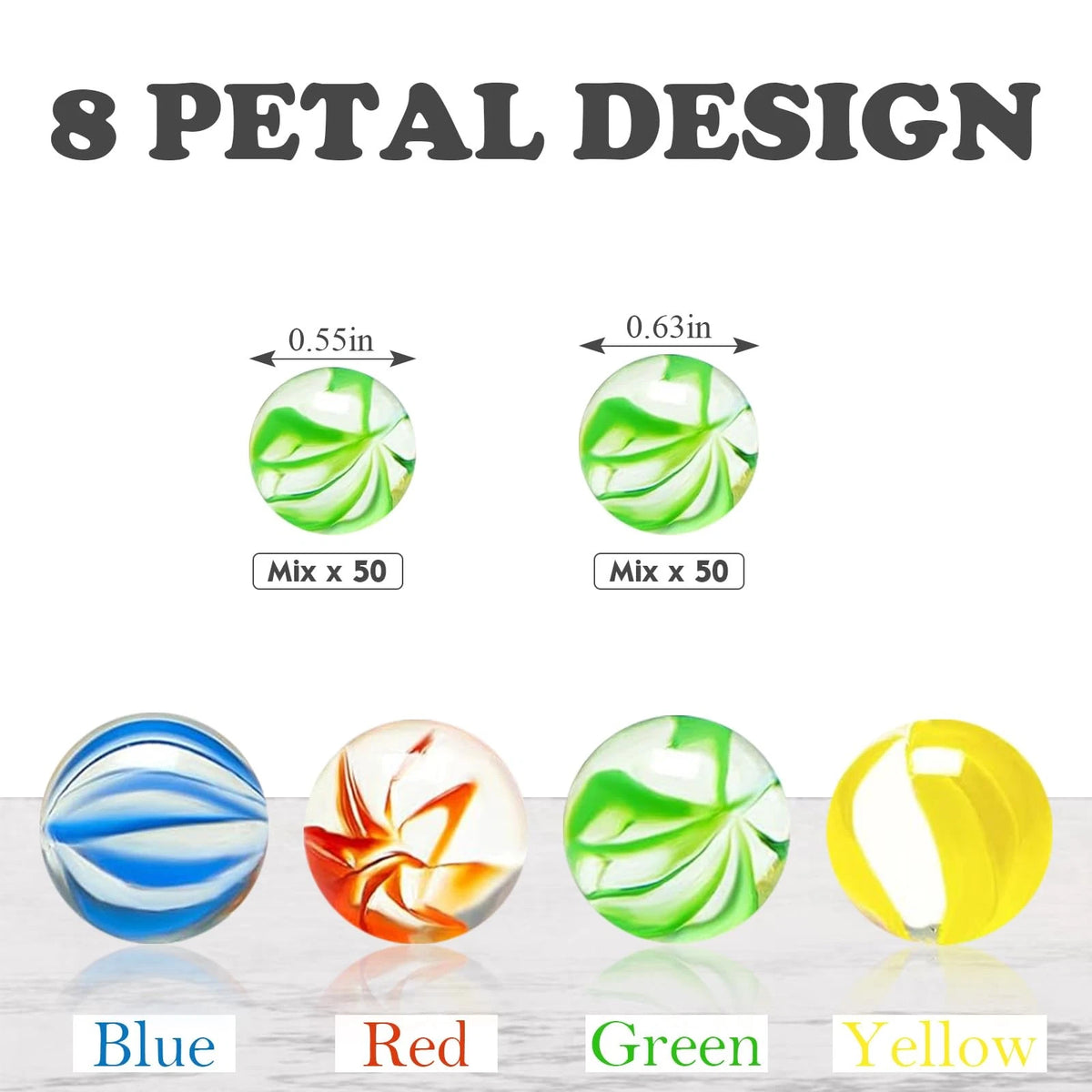 100Pcs Glass Gems for Crafts (0.63 x 0.55 inches) - Red, Green, Yellow, Blue