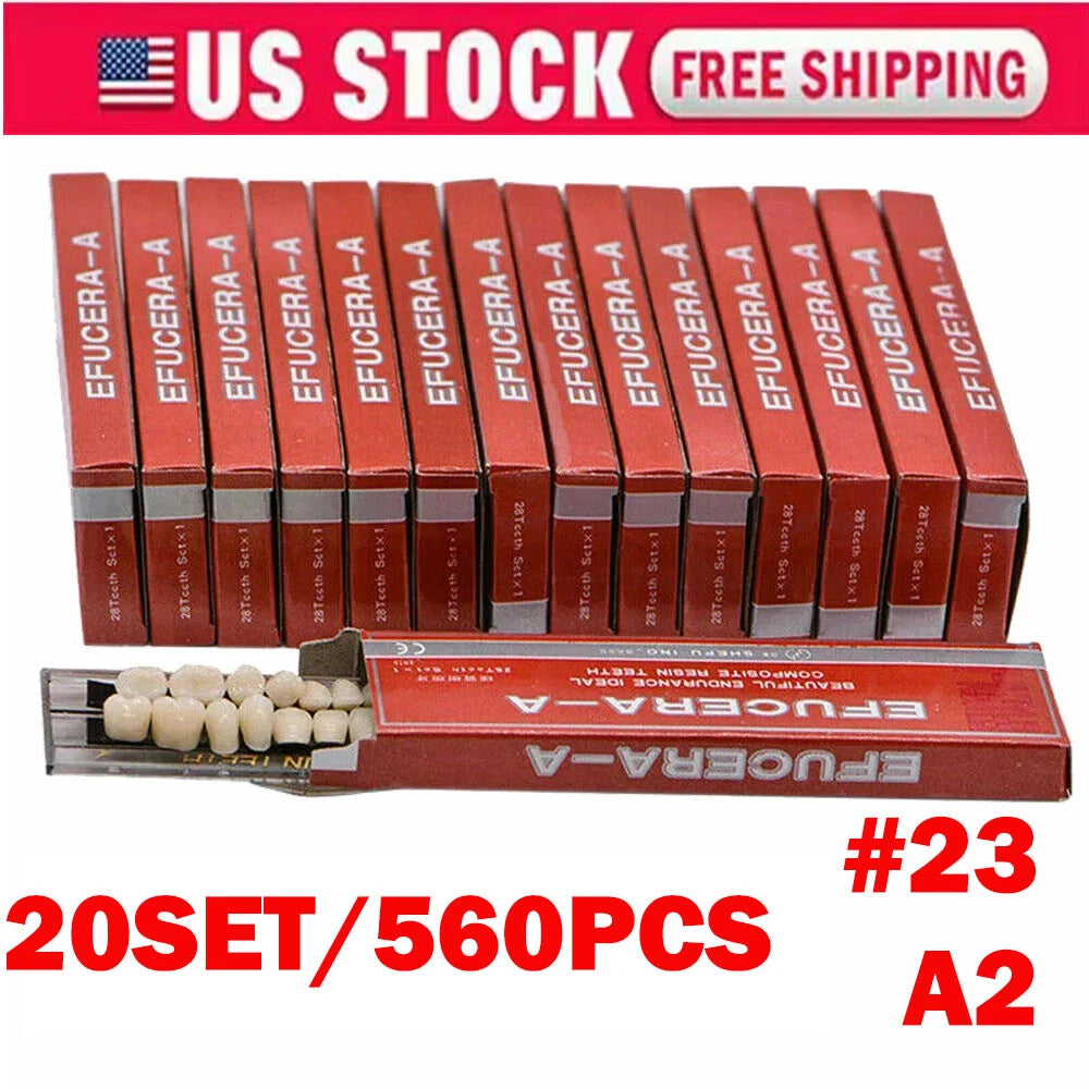 Set of 20 Acrylic Resin Denture Teeth Upper Lower Shade A2