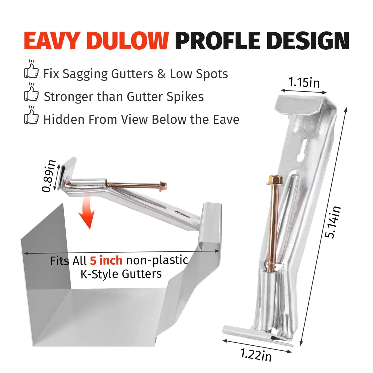 50 Pack Gutter Hangers for 5 Inch Rain Sliver