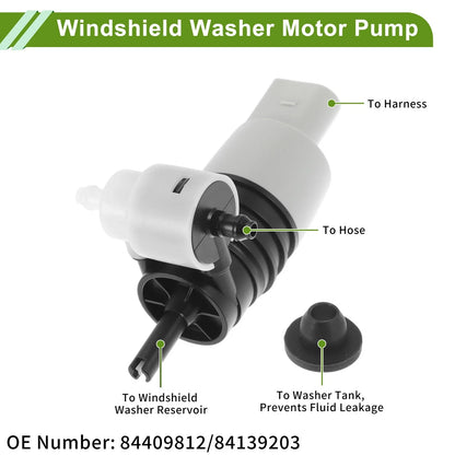 Windshield Washer Pump w/Grommet for Chevrolet Cruze (2017–2019) No. 84409812/84139203