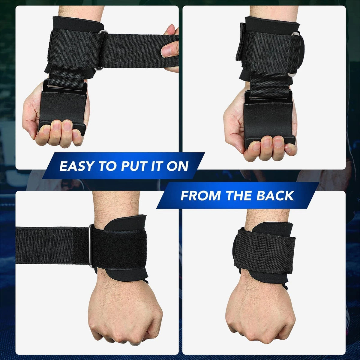 2X Weight Lifting Hooks Grip Support Straps Heavy Duty Steel Adjustable