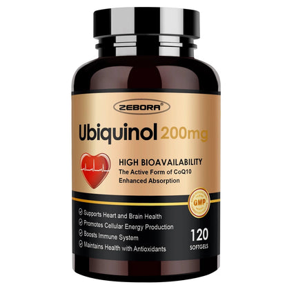 120 Count Ubiquinol CoQ10 200mg Softgels for Health Support (Pack of 1)