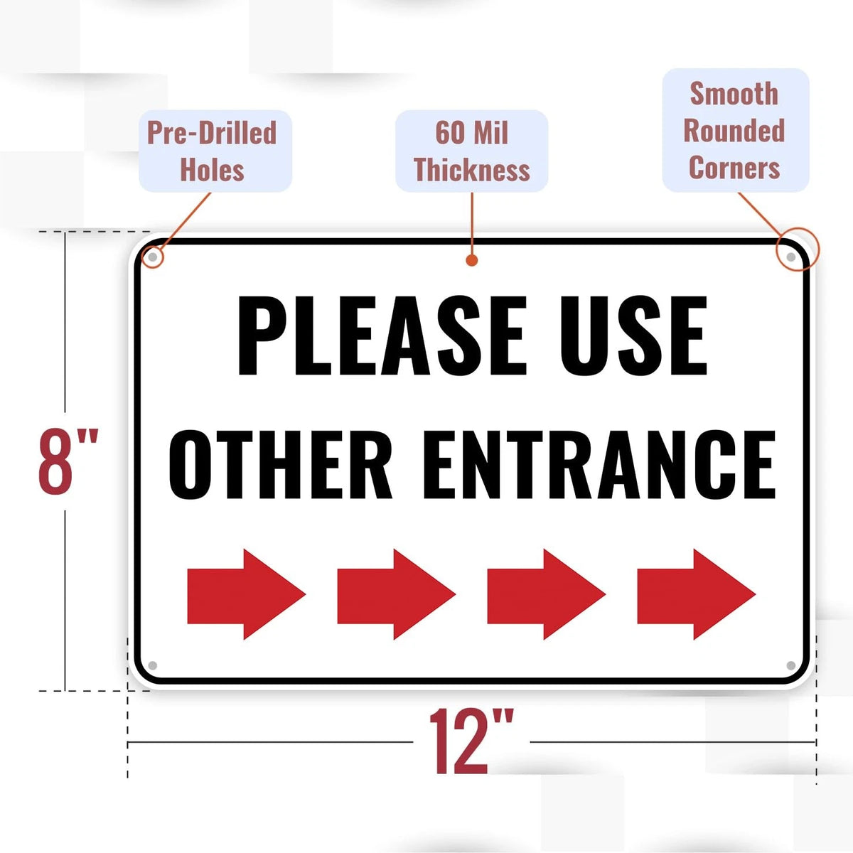 1PC Right Arrow Door Sign for Universal Use (12 x 8 Inches) - Aluminum