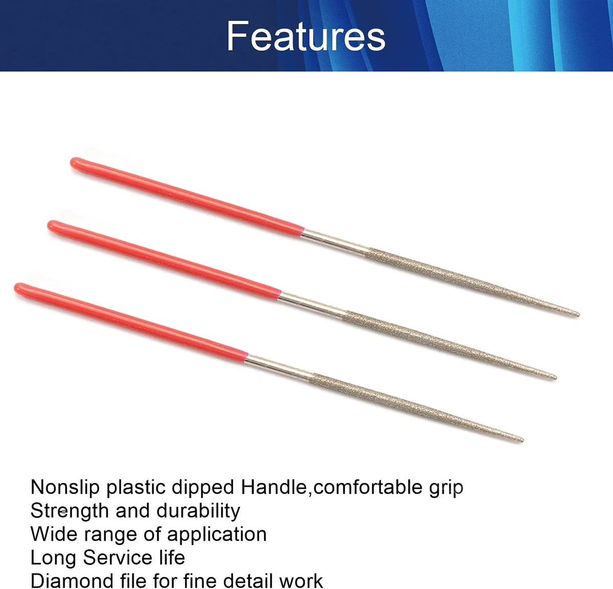 Set of 10 Mini Diamond Needle Files 2mm x 100mm