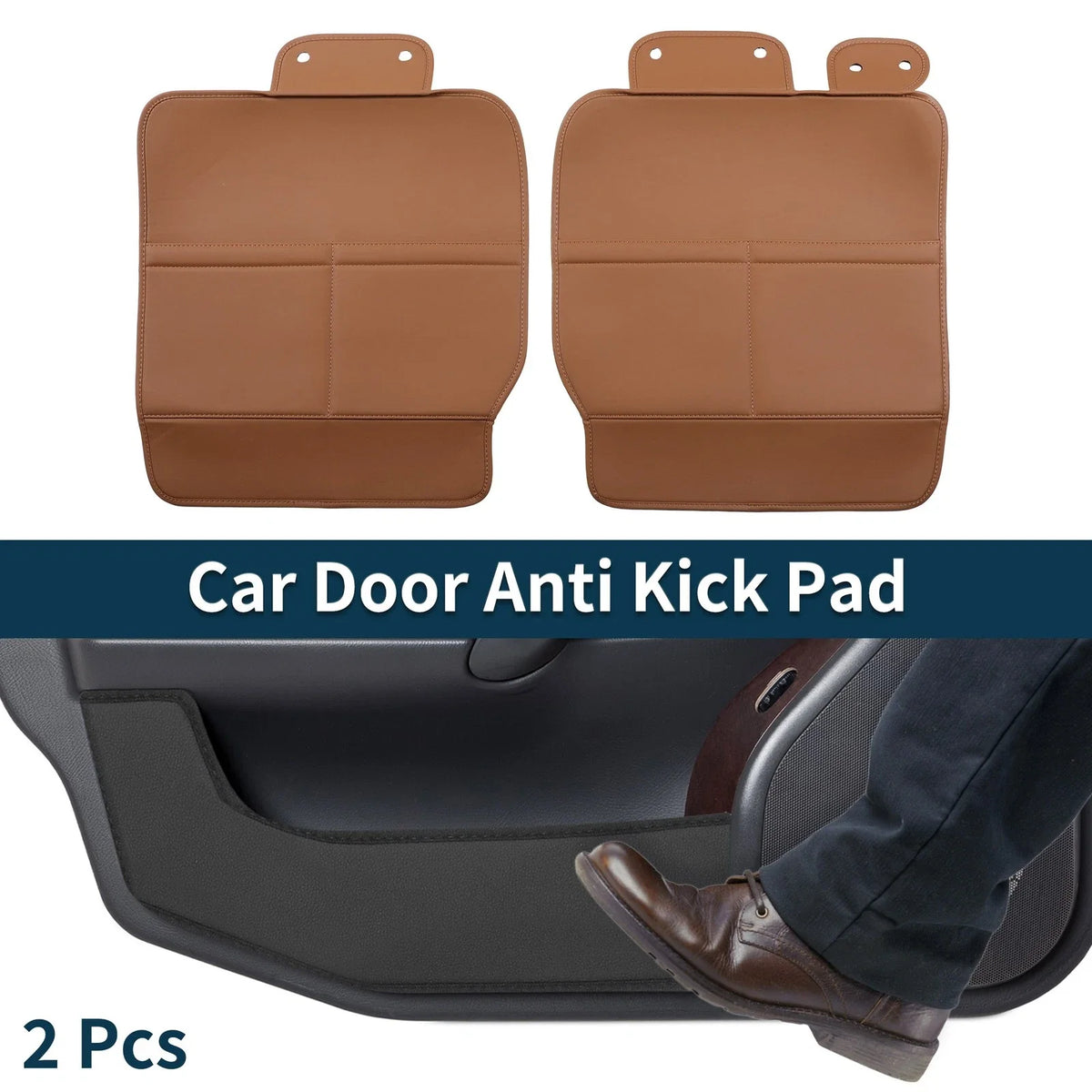 2X Car Door Anti Kick Pad Sticker for Toyota Vellfire Alphard (2015–2020) Brown