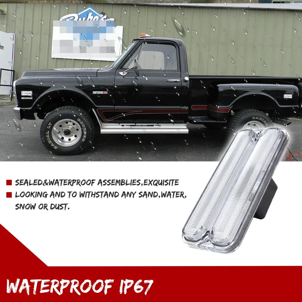 Set of 4 Clear Lens Side Marker Lights for Chevy GMC Truck (1968–1972)