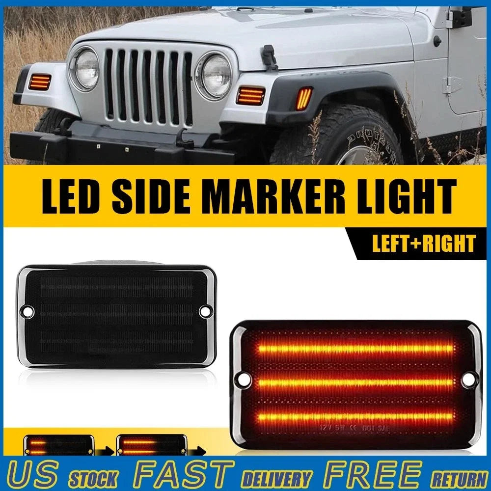 Smoke Dynamic Amber Fender Side Marker Light for Jeep Wrangler TJ (1997–2006)
