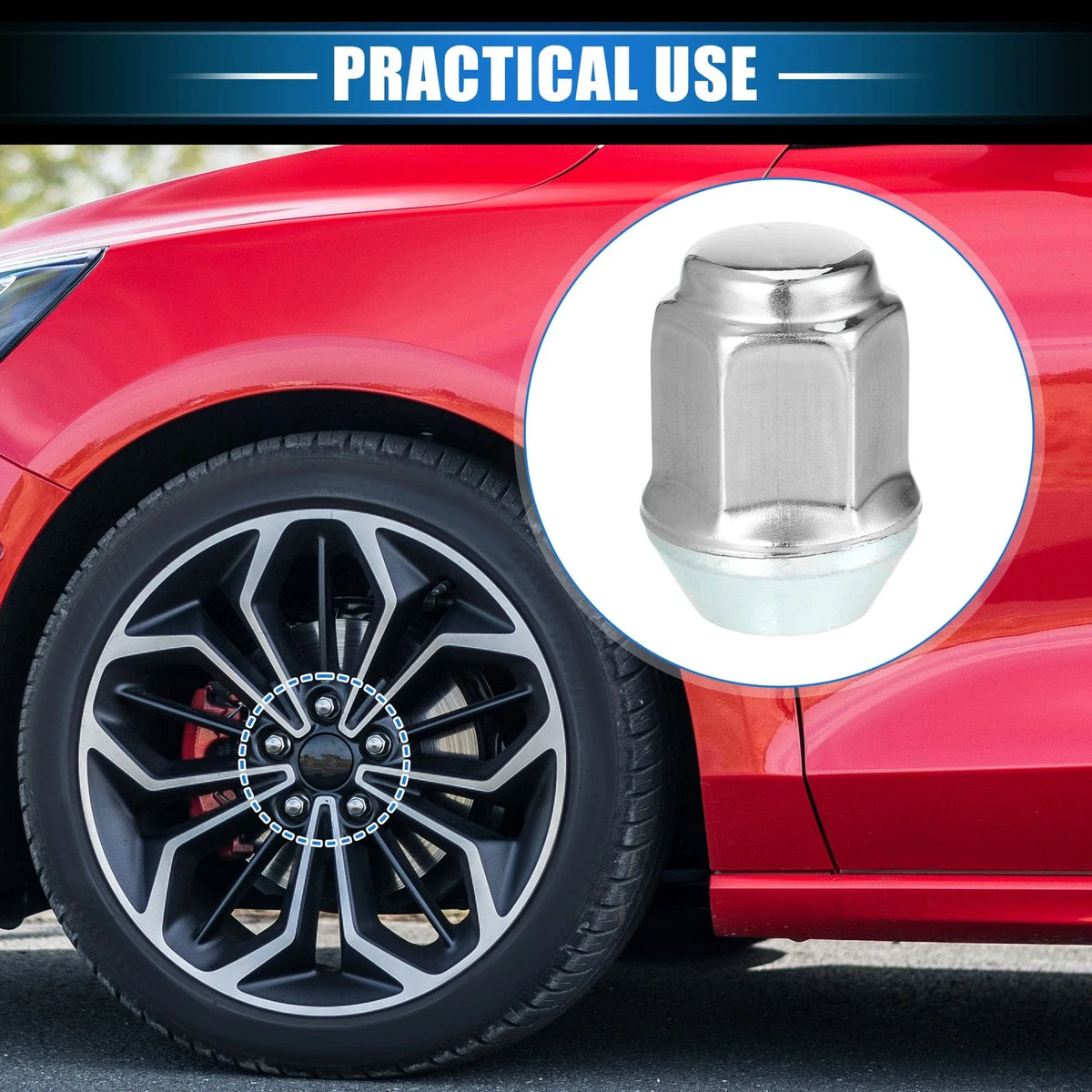 10 Pcs M12x1.5 Wheel Lug Nut for Ford Focus, Dodge Grand Caravan (No. 6509769AA)
