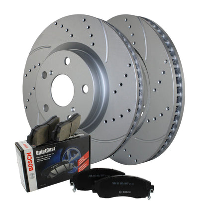 Front Brake Kit 296mm Drilled Rotors & Bosch Pads for ES350 Avalon Camry (2007–2017)