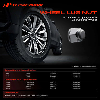 20pcs Wheel Lug Nut for Lexus LX470 LX570 Toyota Sequoia (9-1000371, 9094201103)