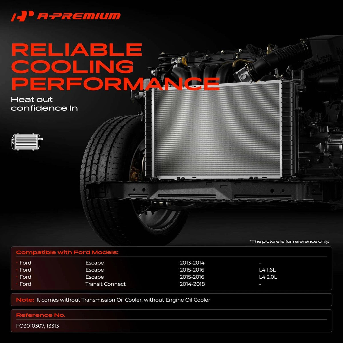 Radiator for Ford Escape, Transit Connect (2013–2018) FO3010307, CV6Z8005B