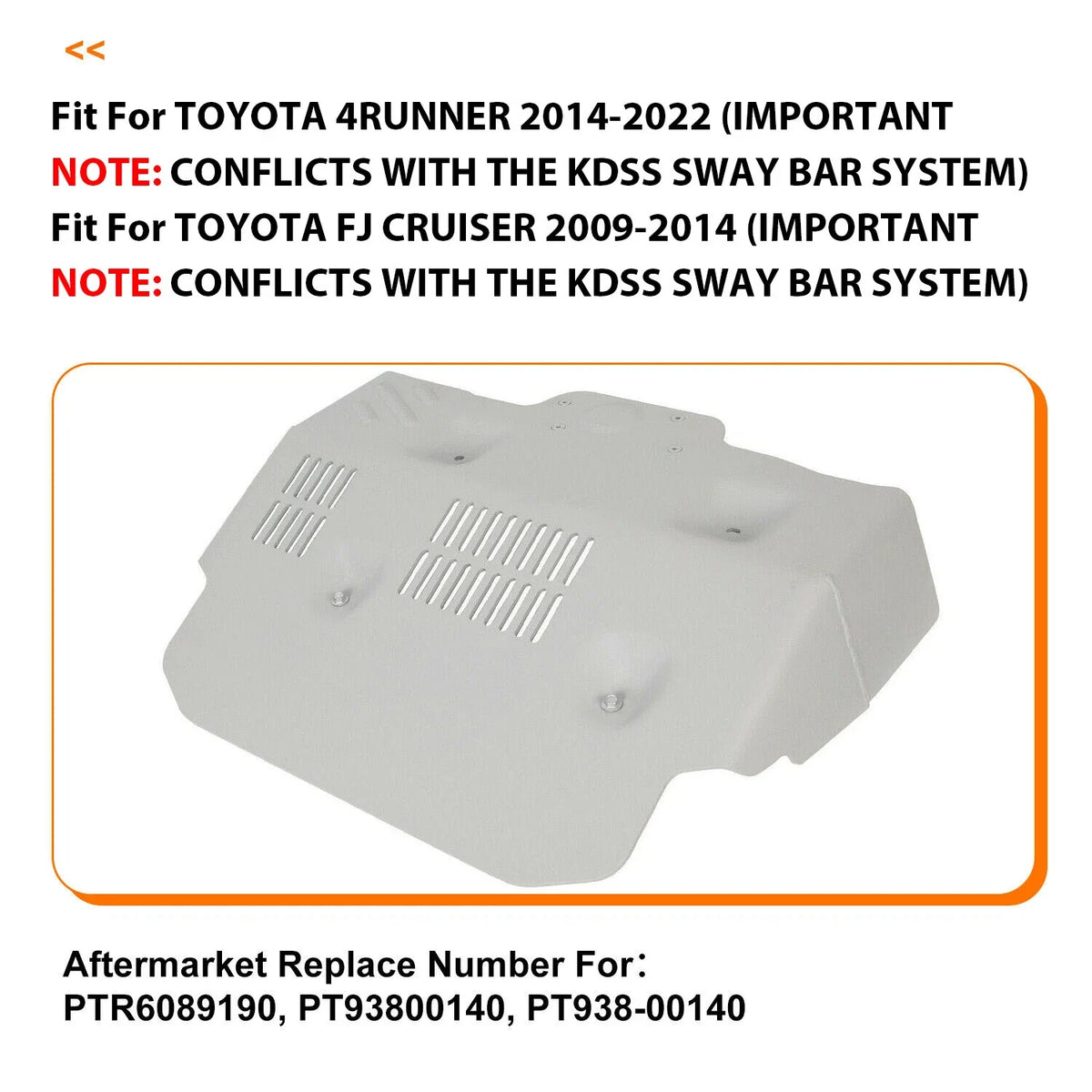 Aluminum Front Skid Plate for Toyota 4Runner (2014–2022), FJ Cruiser (2009–2014)