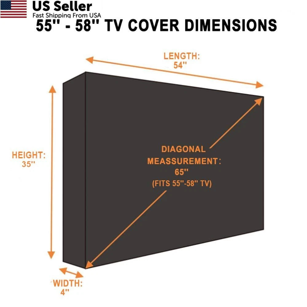 Outdoor TV Cover 55" - 58" with Bottom - 600D Black (No Part Numbers)
