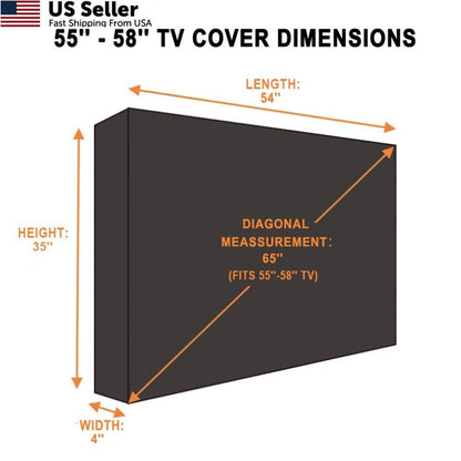 Outdoor TV Cover 55" - 58" with Bottom - 600D Black (No Part Numbers)