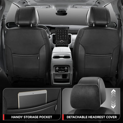 Set of 2 Universal Voris Series Front Row Seat Covers for Car SUV Black