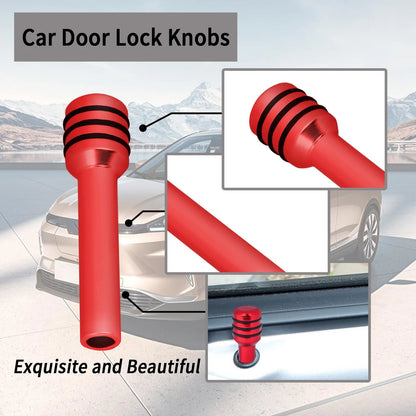 Set of 4 Colorful Aluminum Alloy Car Door Lock Knobs for Universal Fit
