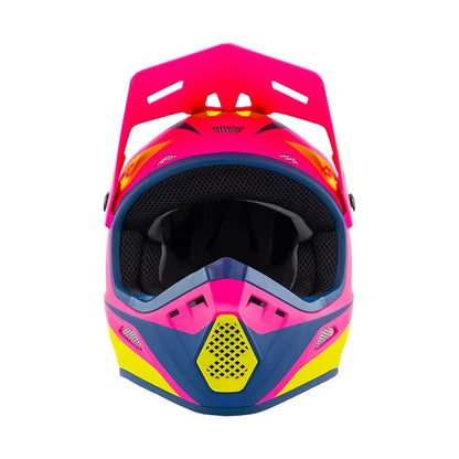 Mototown AR1 Helmet for (2XL, Matte Pink, Hyper Acid, Dark Blue)
