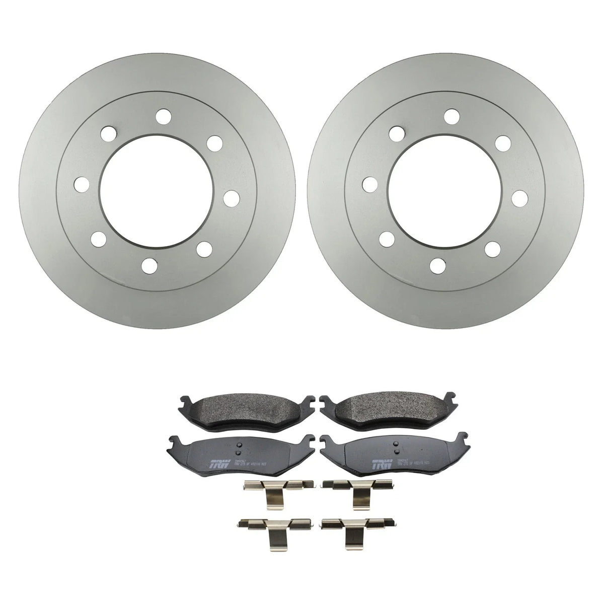 Set of 2 Bosch QuietCast Rear Rotors & TRW Pro Metallic Pads for Ram 1500 (2009–2018)